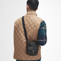 Olive/Black Barbour Field Wax Crossbody Bag On Model