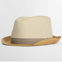 Ecru/Tan Barbour Mens Ashill Trilby Summer Hat Side