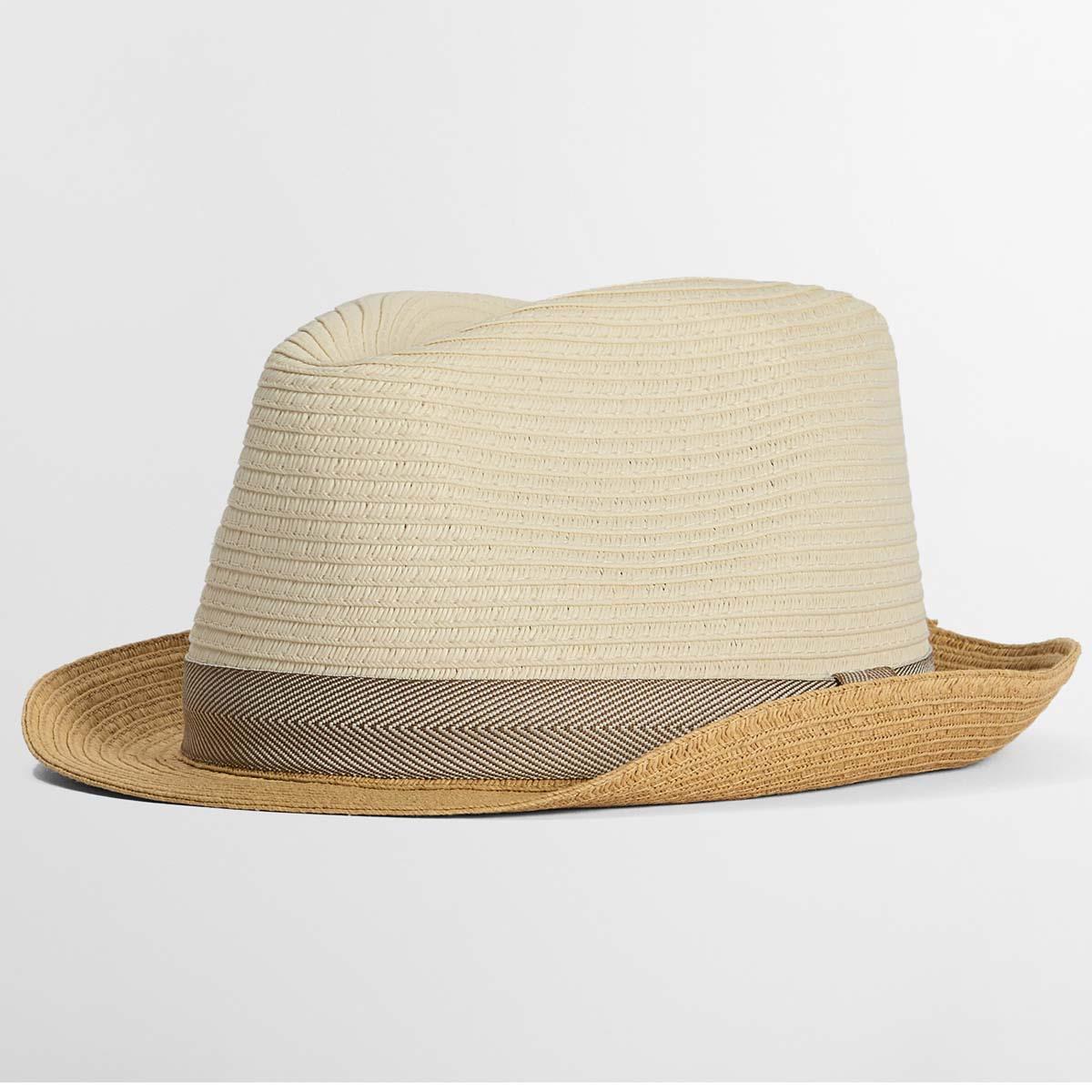 Ecru/Tan Barbour Mens Ashill Trilby Summer Hat Side