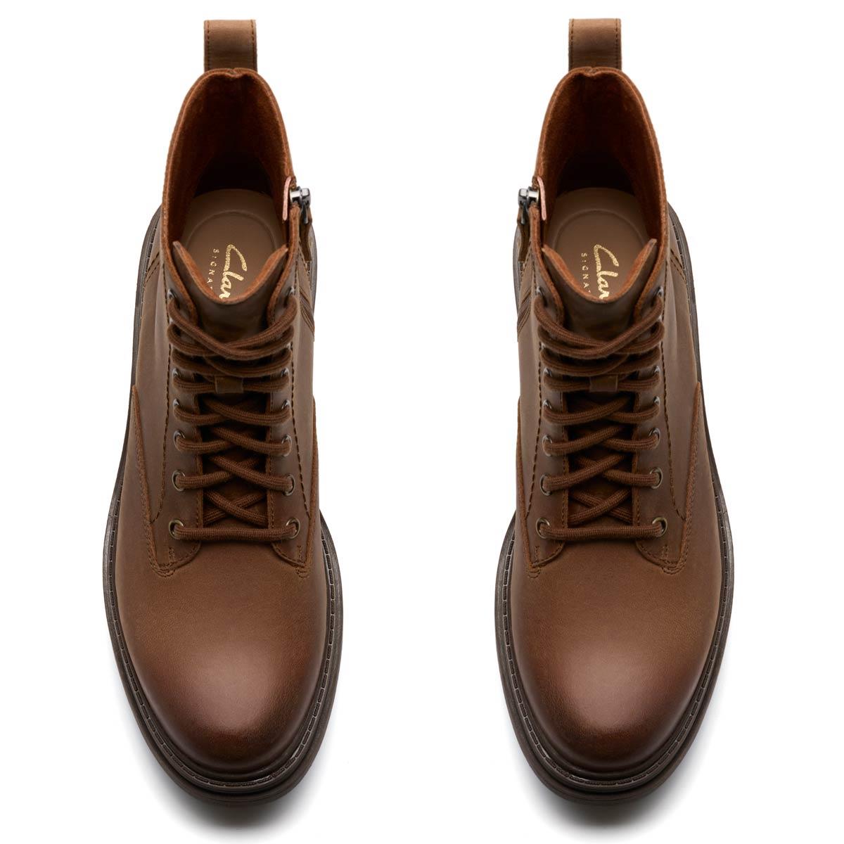 Walnut Leather Clarks Womens Orinoco3 Style Lace-Up Boots Top View