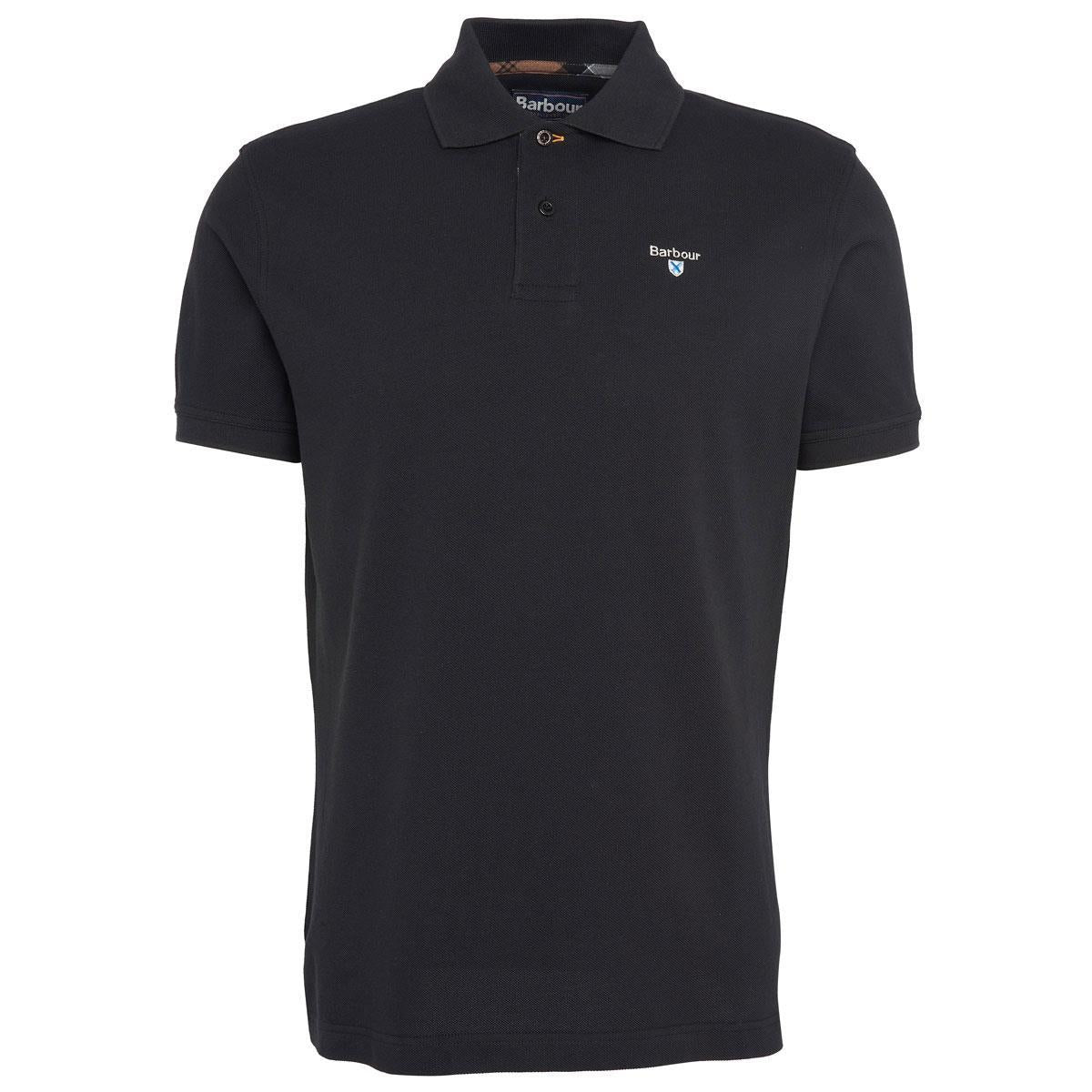 Black/Cedarwood Barbour Mens Tartan Pique Polo