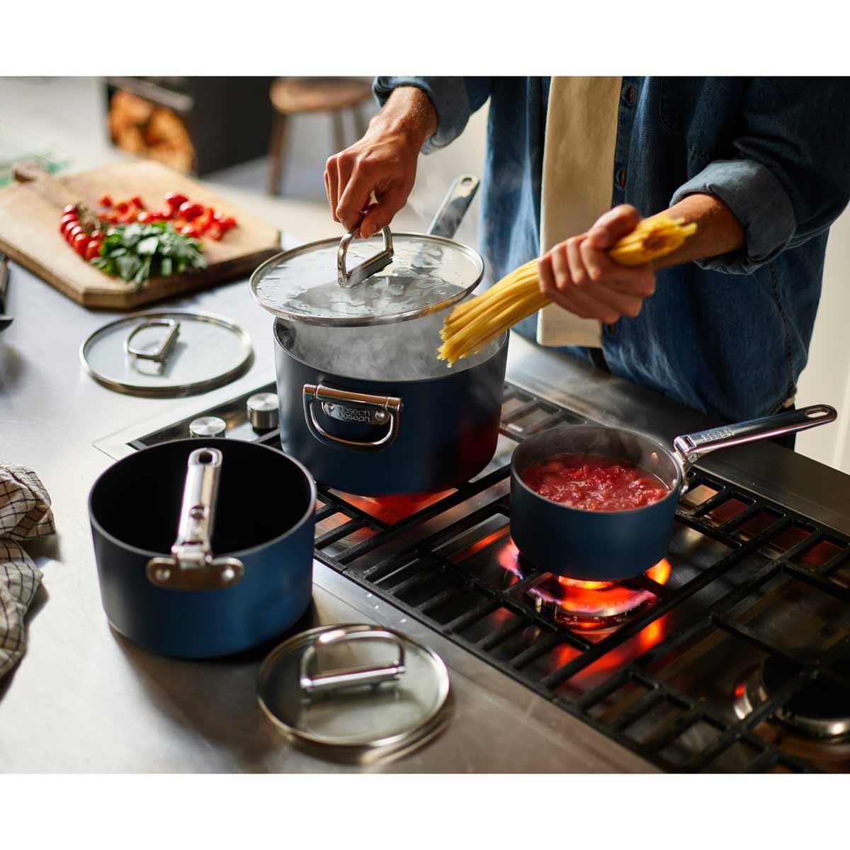 Joseph Joseph Space Folding Handle Ceramic Non-stick Saucepan With Lid Lifestyle