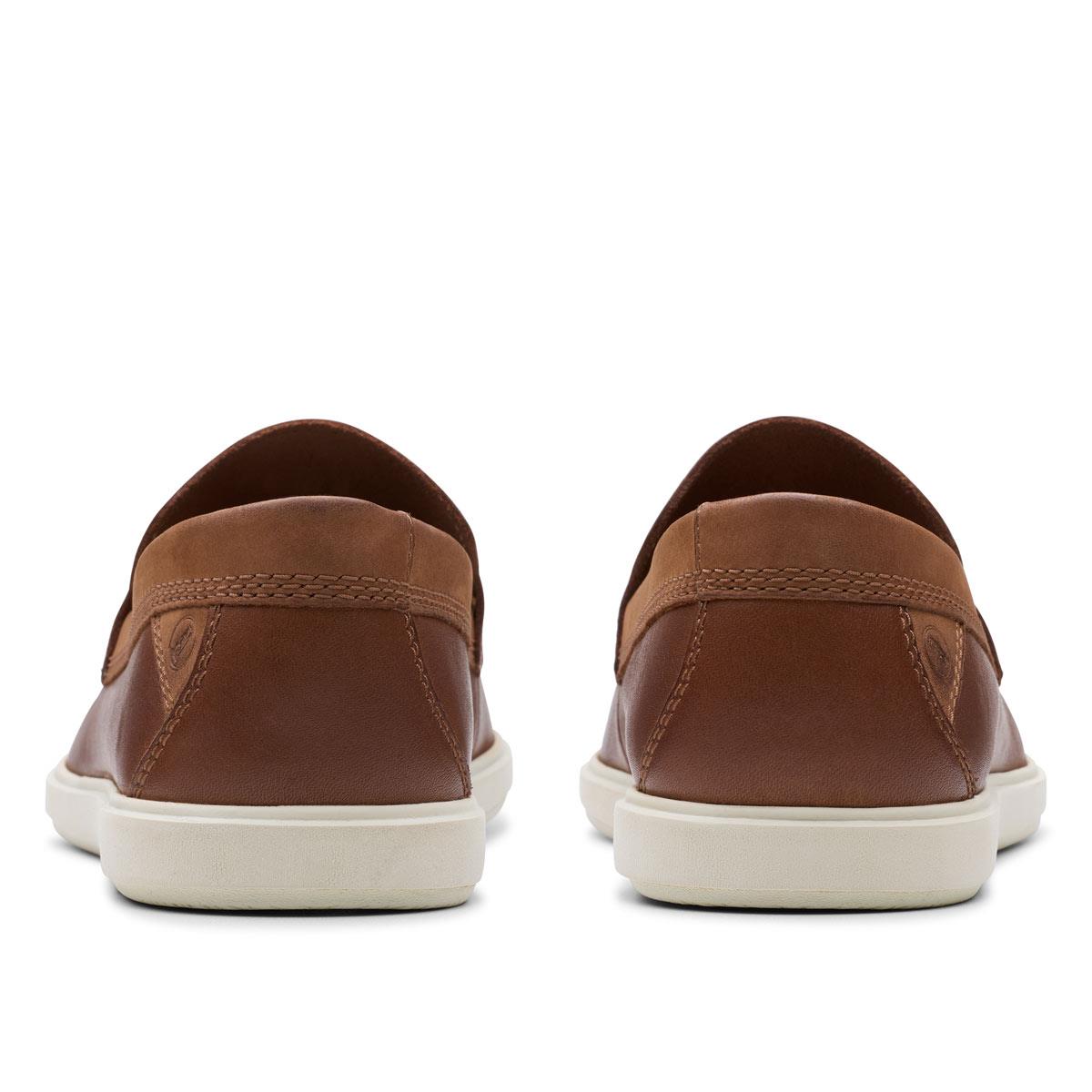 Dark Tan Leather Clarks Mens Bratton Loafer back