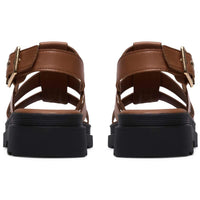 Tan Leather Clarks Womens Orinoco3 Strap Sandals Side Heel