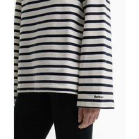 Cloud/Dark Navy Barbour Womens Amryn Striped Sweatshirt SLEEVE