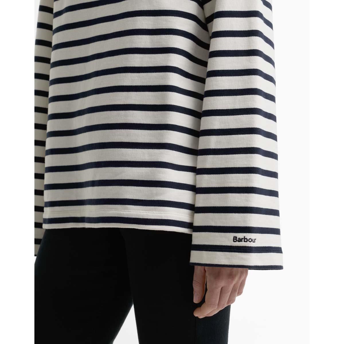 Cloud/Dark Navy Barbour Womens Amryn Striped Sweatshirt SLEEVE