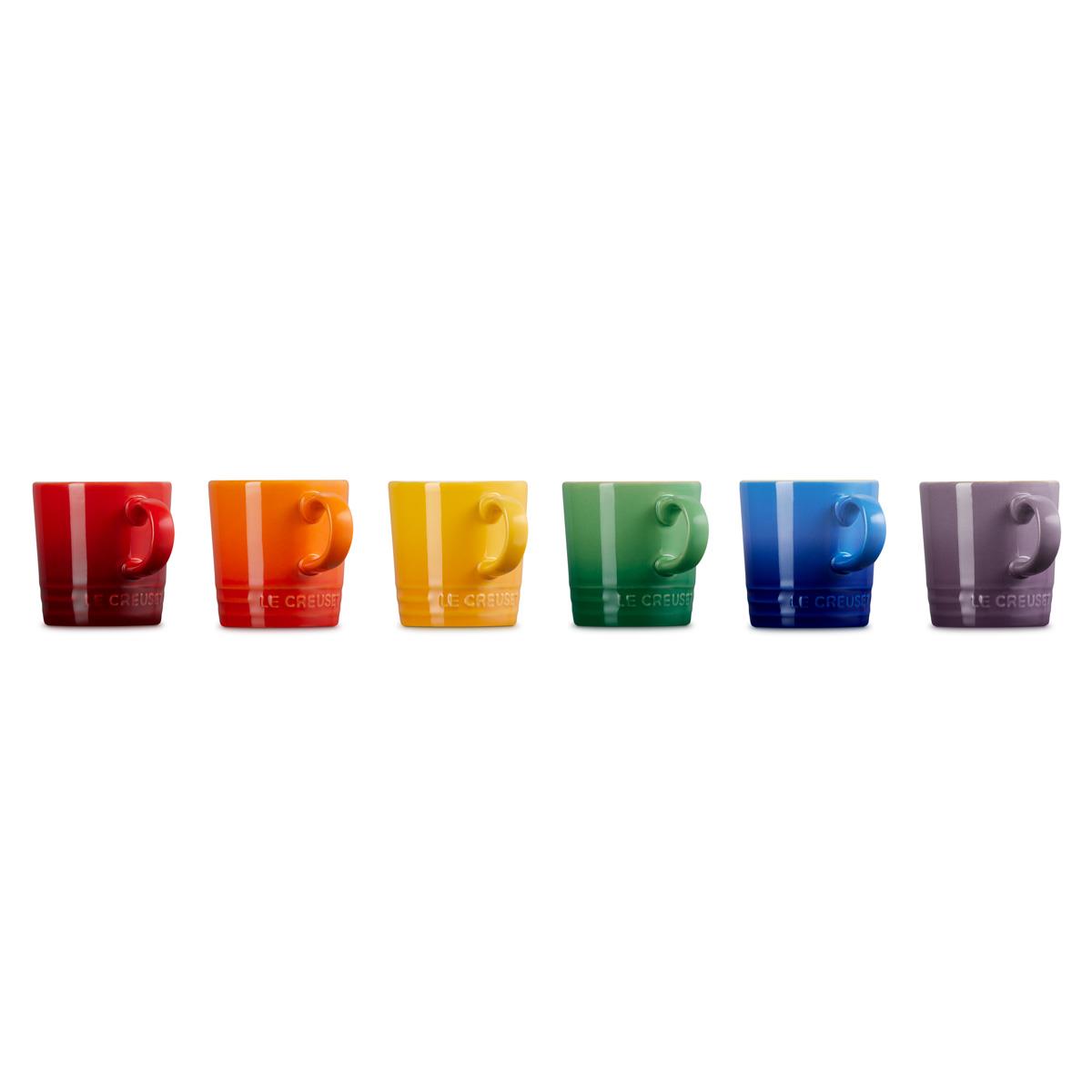 Le Creuset Stoneware Set of 6 Rainbow Espresso Mugs Side View