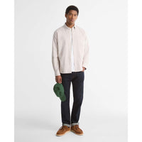 STONE Barbour Mens Authentic Oxford Shirt FRONT ON MODEL