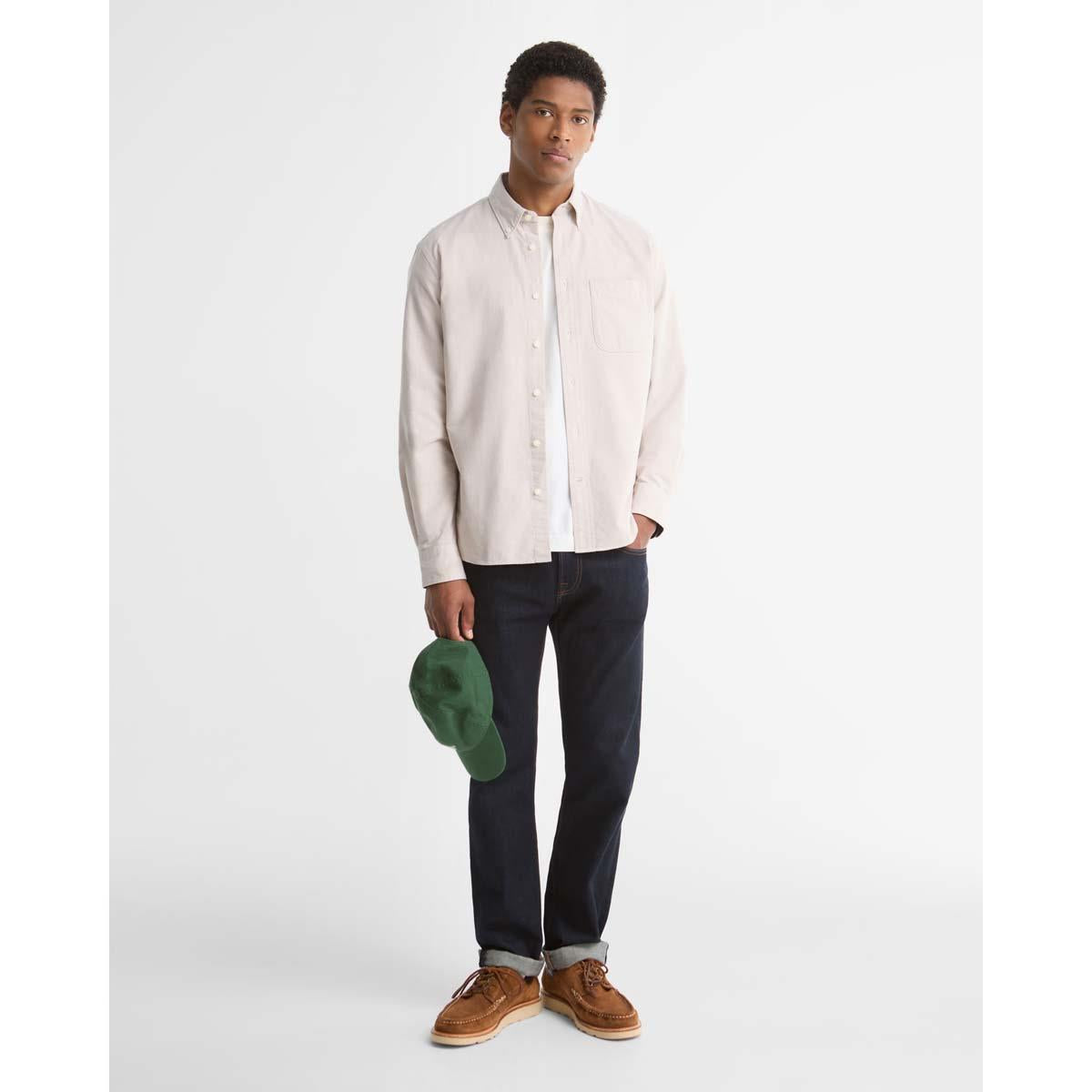 STONE Barbour Mens Authentic Oxford Shirt FRONT ON MODEL