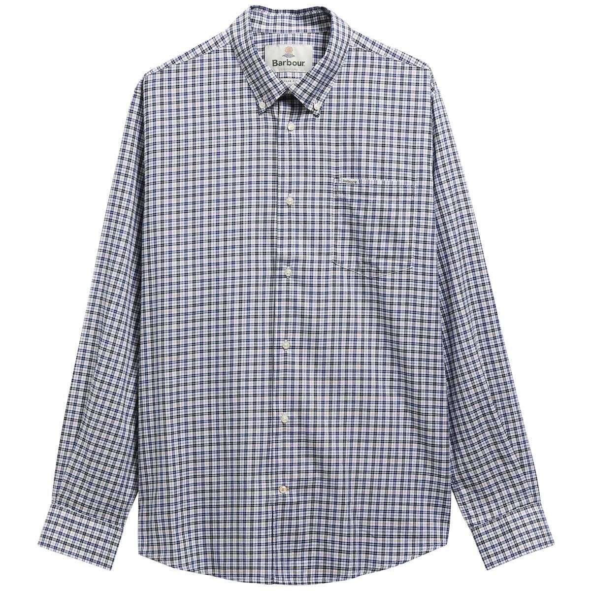 Navy Barbour Mens William Regular Fit Checked Shirt