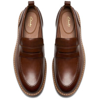 Mid Tan Leather Clarks Mens Aldwin Step Shoe Top