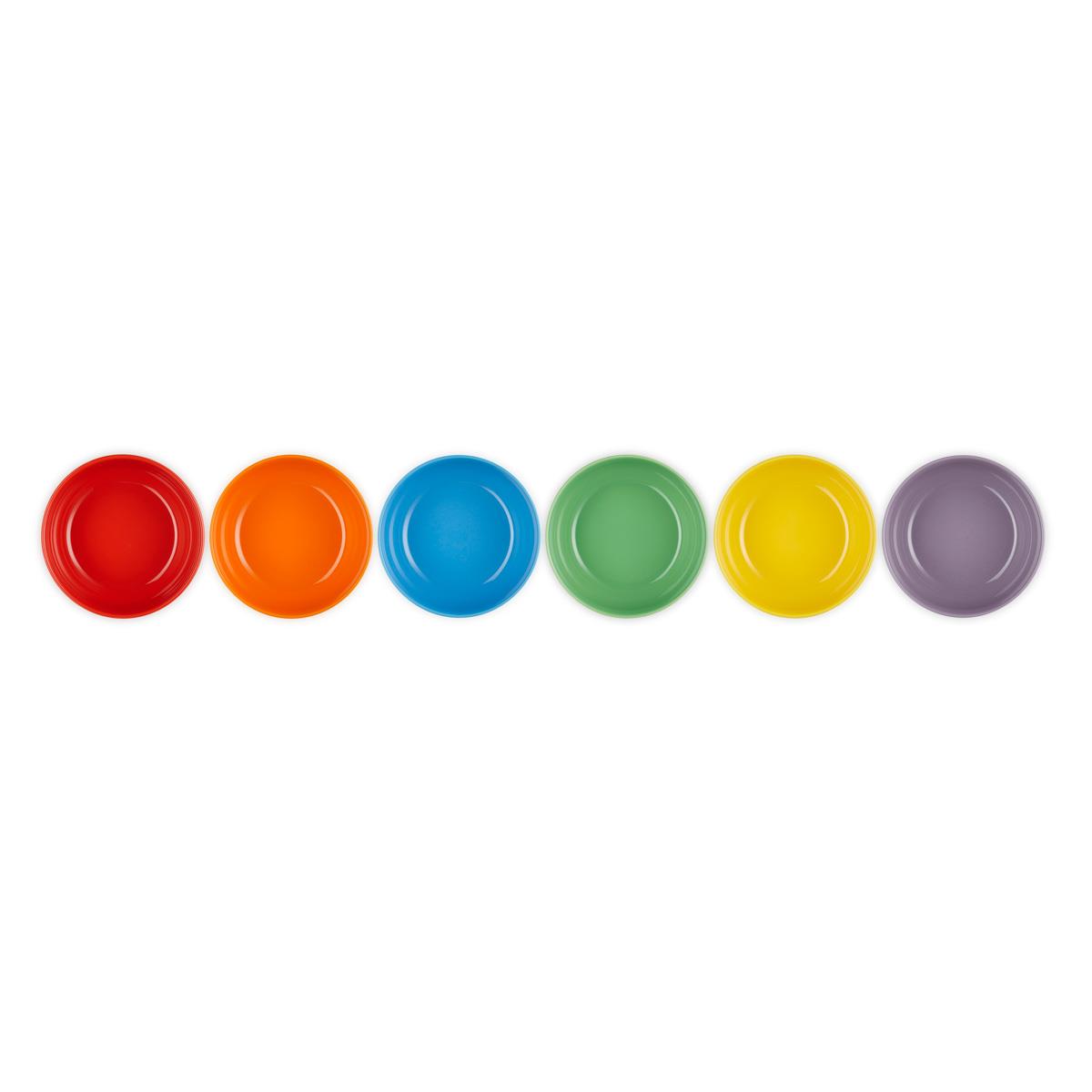 Le Creuset Stoneware Set of 6 Rainbow Coupe Cereal Bowls Top View