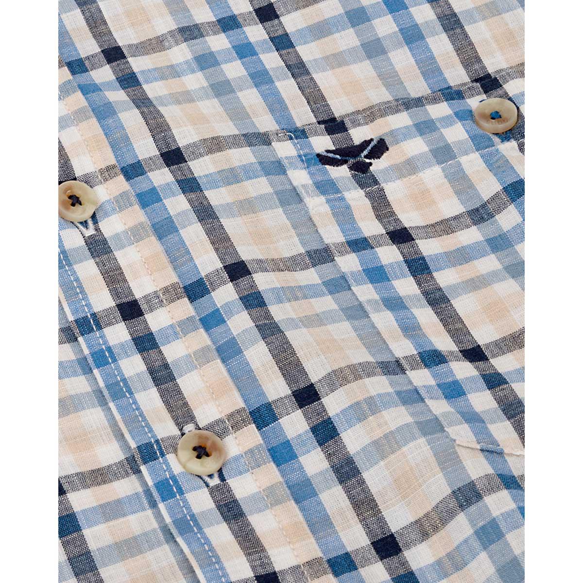 Blue/Corn Hoggs of Fife Mens Aberdour Short Sleeve Shirt Swatch