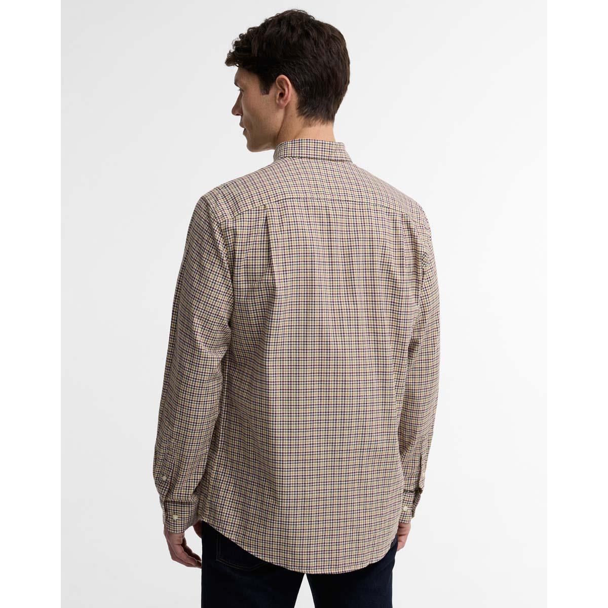 Dark Bordeaux Barbour Mens Farmtown Regular Fit Checked Shirt BACK