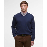 Navy Barbour Mens Kelson V-Neck Knitted Sweater Front