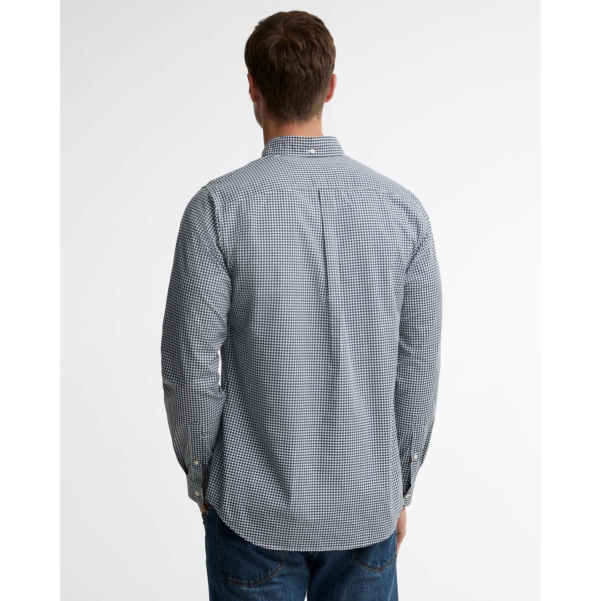 NAVY Harbourwall Tailored Gingham Shirt BACK