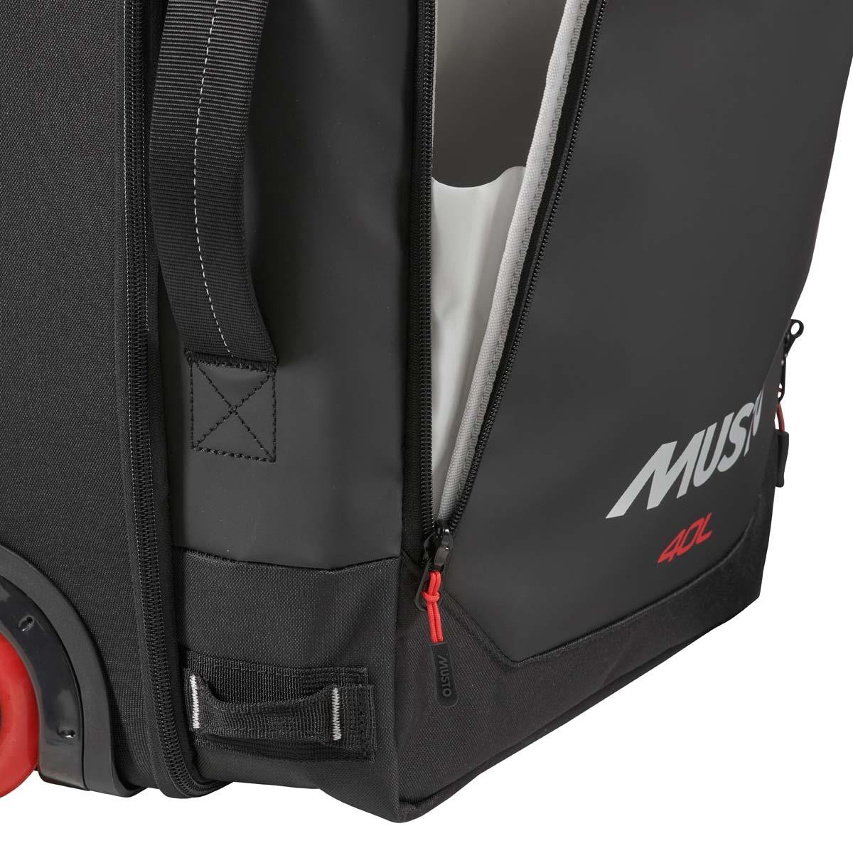 Black Musto 40L Wheeled Backpack zips