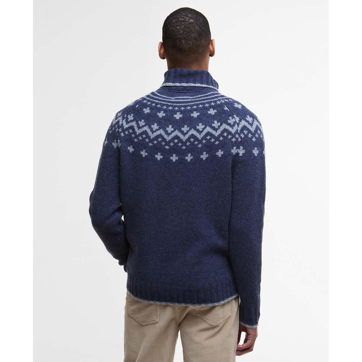 Navy Barbour Mens Hewton Roll Neck Jumper Back