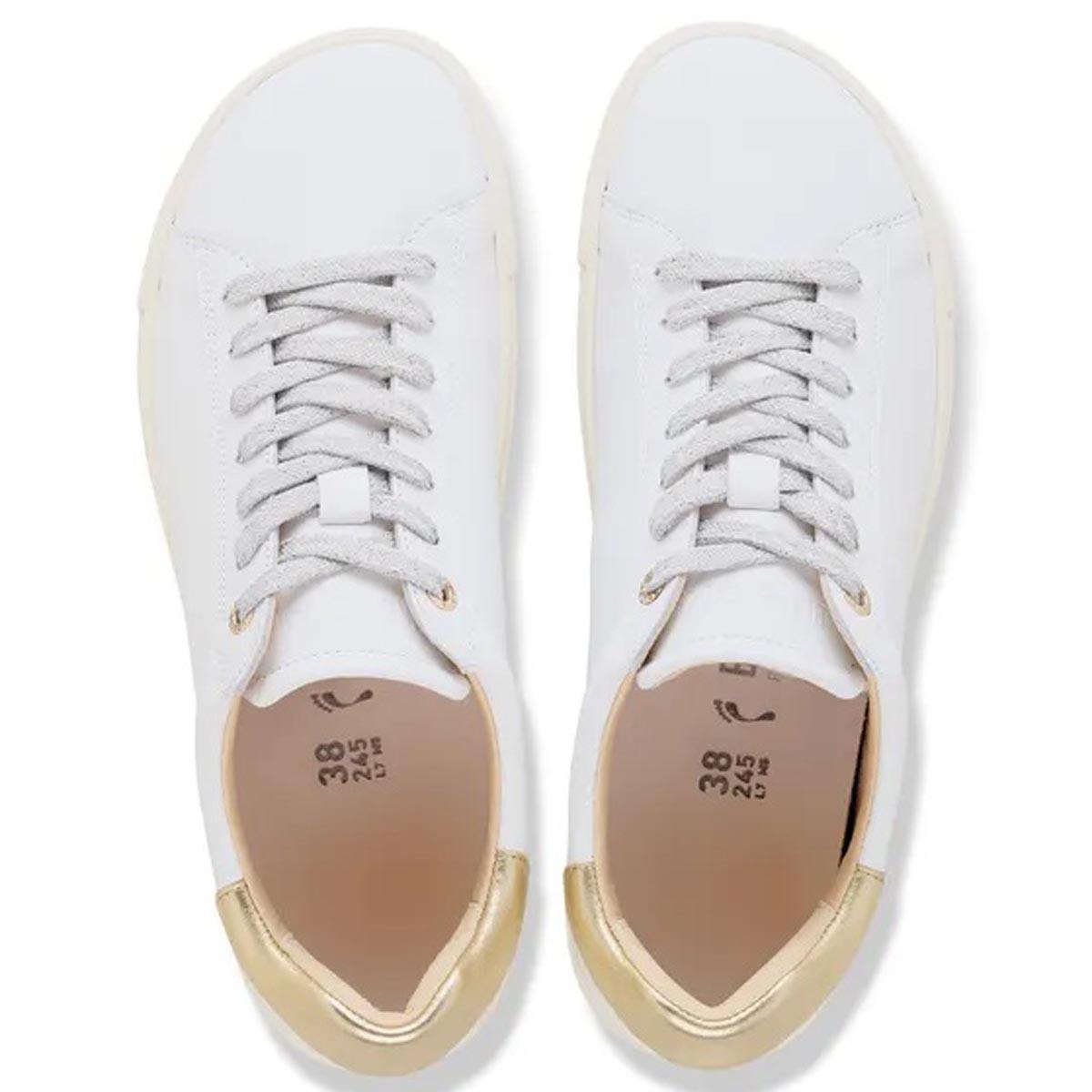 White/Metallic Rose Birkenstock Bend Low Natural Leather Trainers Top View