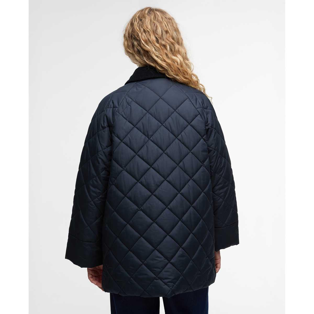 Navy/Dress Tartan Barbour Womens Aldburgh Quilted Jacket Back