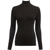 Chocolate Holland Cooper Womens Seattle Roll Neck Cable Knit Jumper