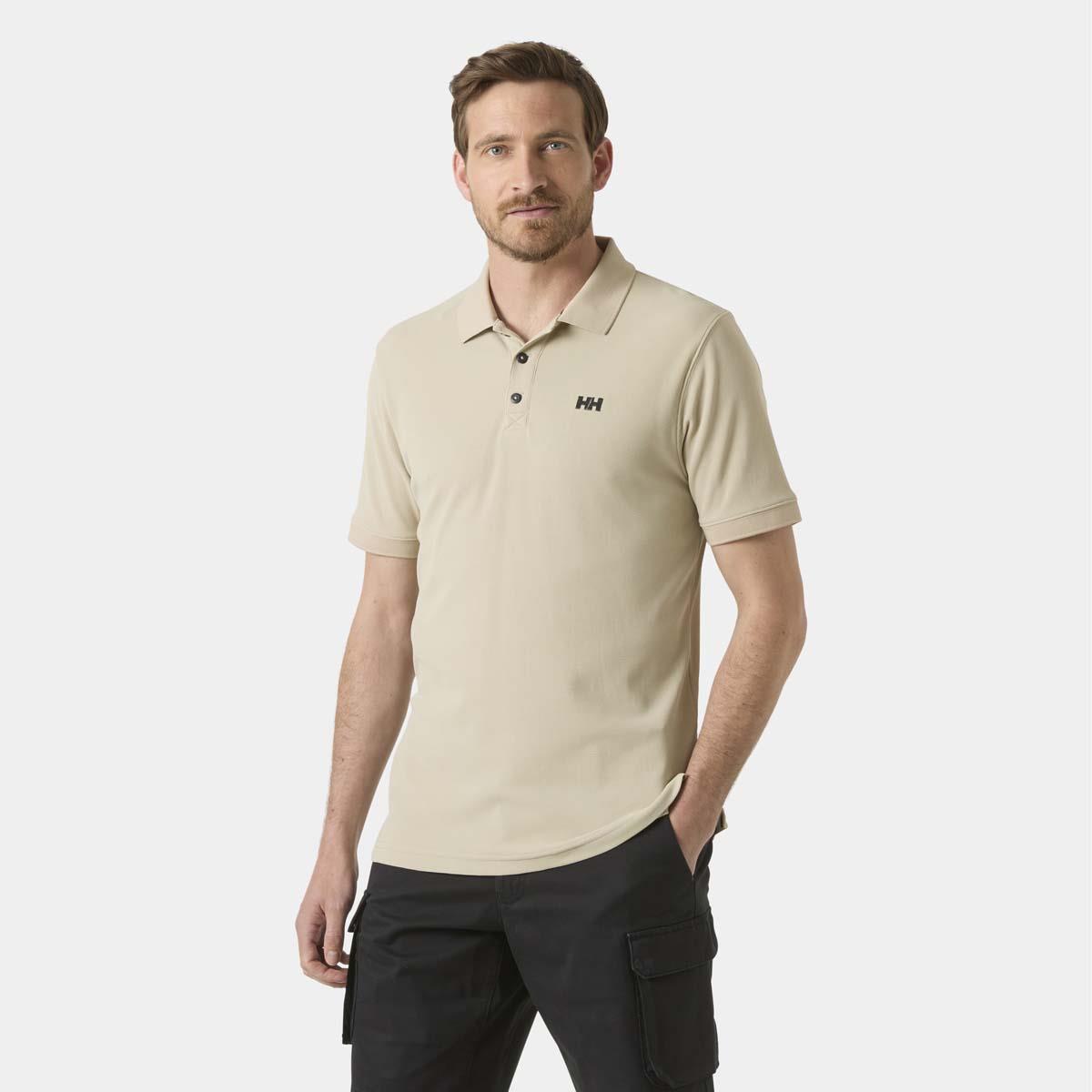 Khaki/Sand Helly Hansen Mens Driftline Polo on model