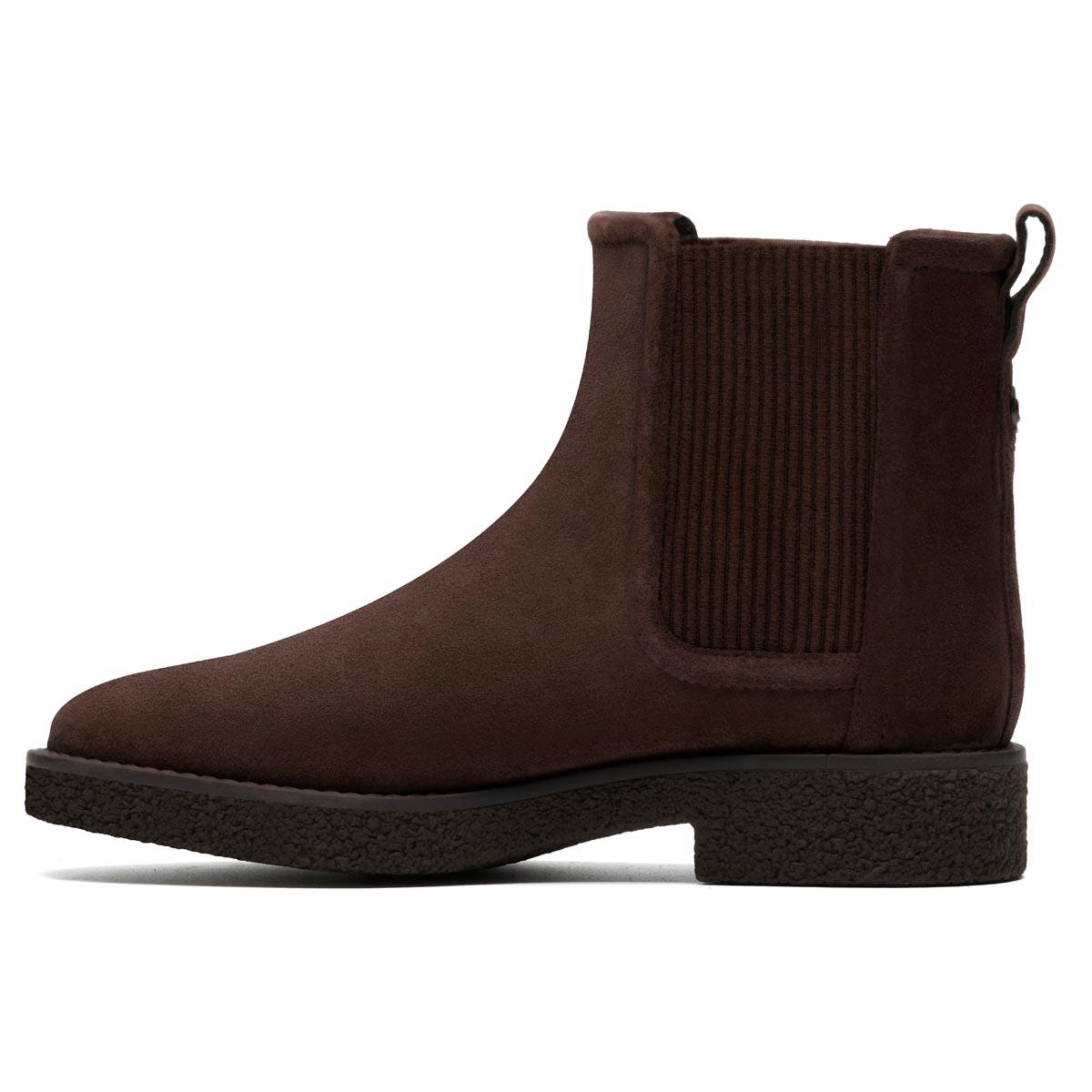 Dark Brown Suede Clarks Womens Nella Top Chelsea Boot Inner Side View