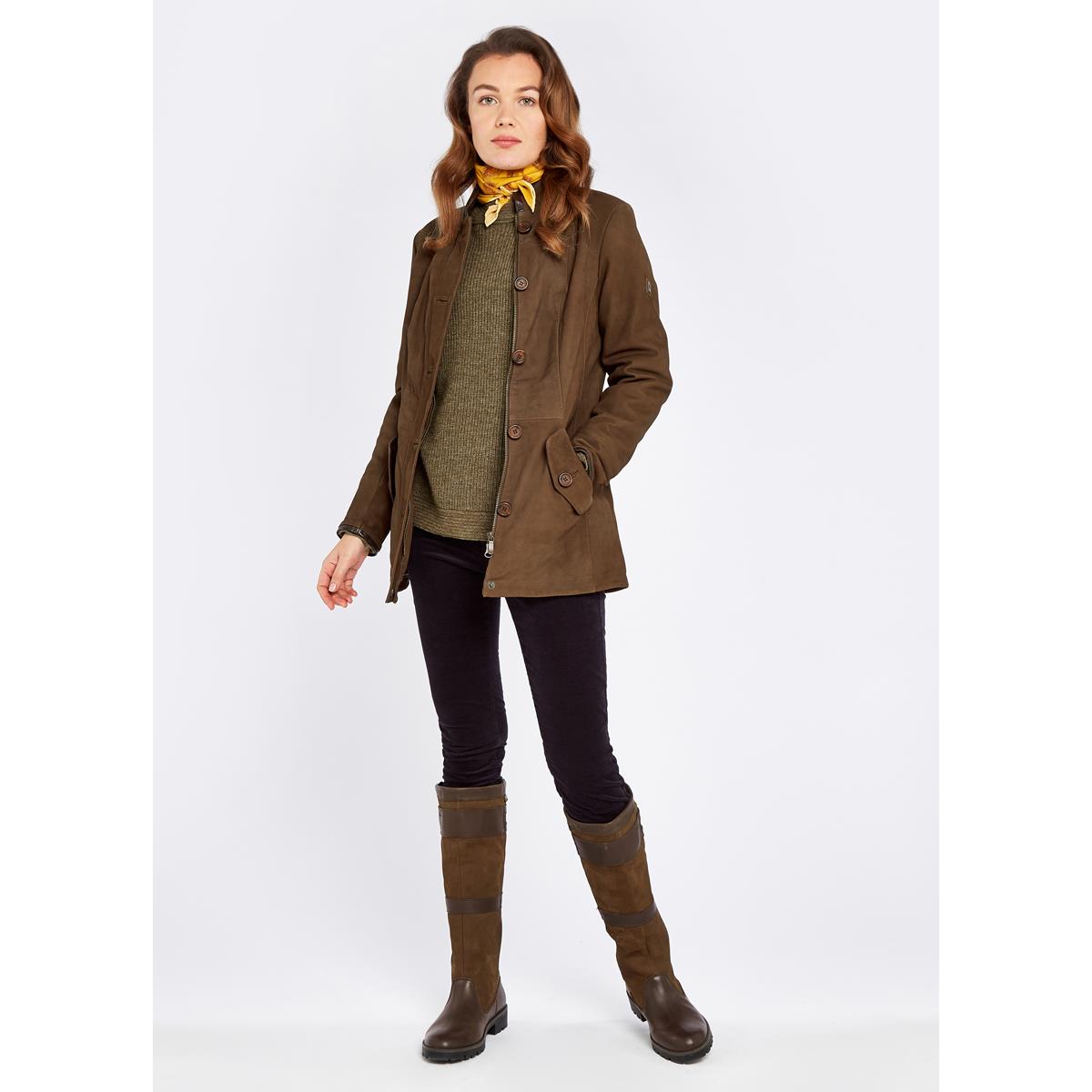 Walnut Dubarry Joyce Leather Jacket On Model