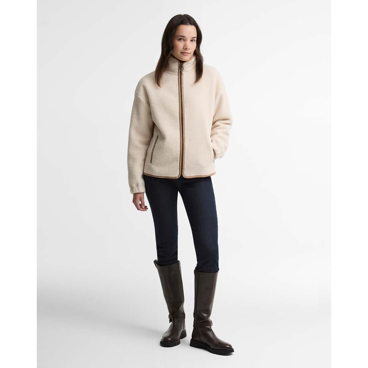 ECRU Barbour Womens Homeswood Fleece Jacket ON MODEL