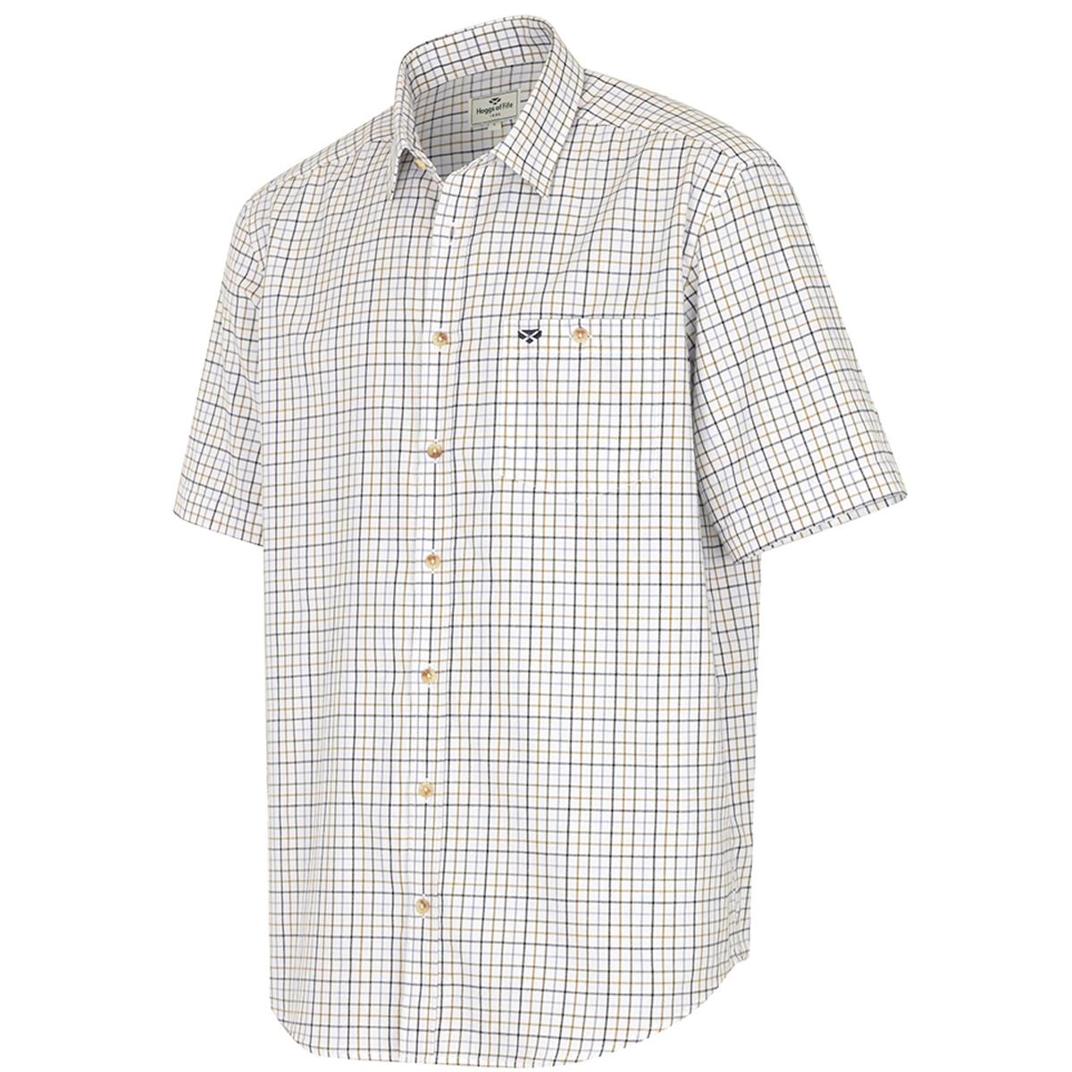 Blue/Olive Hoggs Of Fife Mens Kessock SS Tattersall Shirt