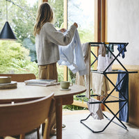 Black Joseph Joseph AirFrame Max 21m 3-Tier Clothes Airer LIfestyle In Use