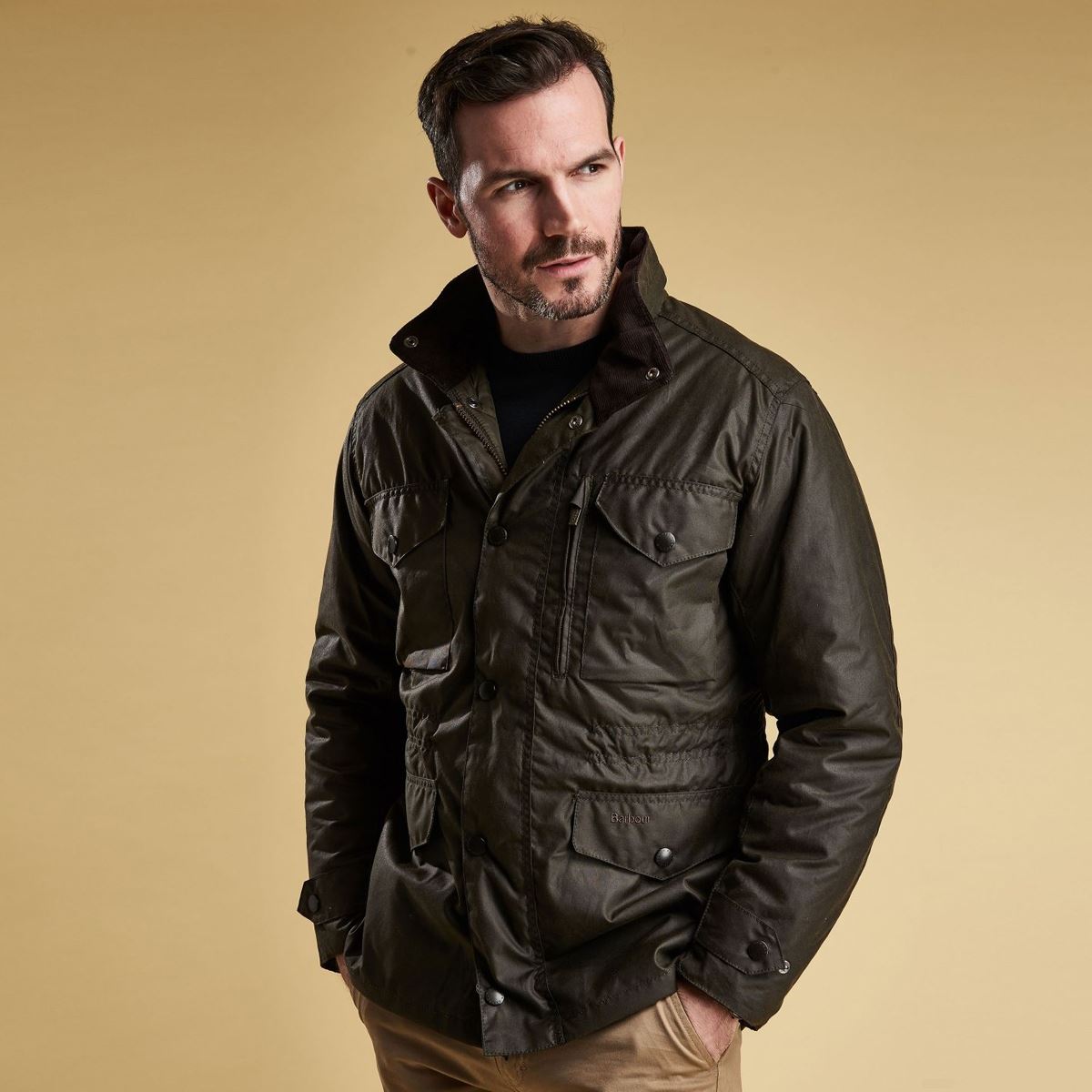 Olive Barbour Sapper Jacket Front Closed