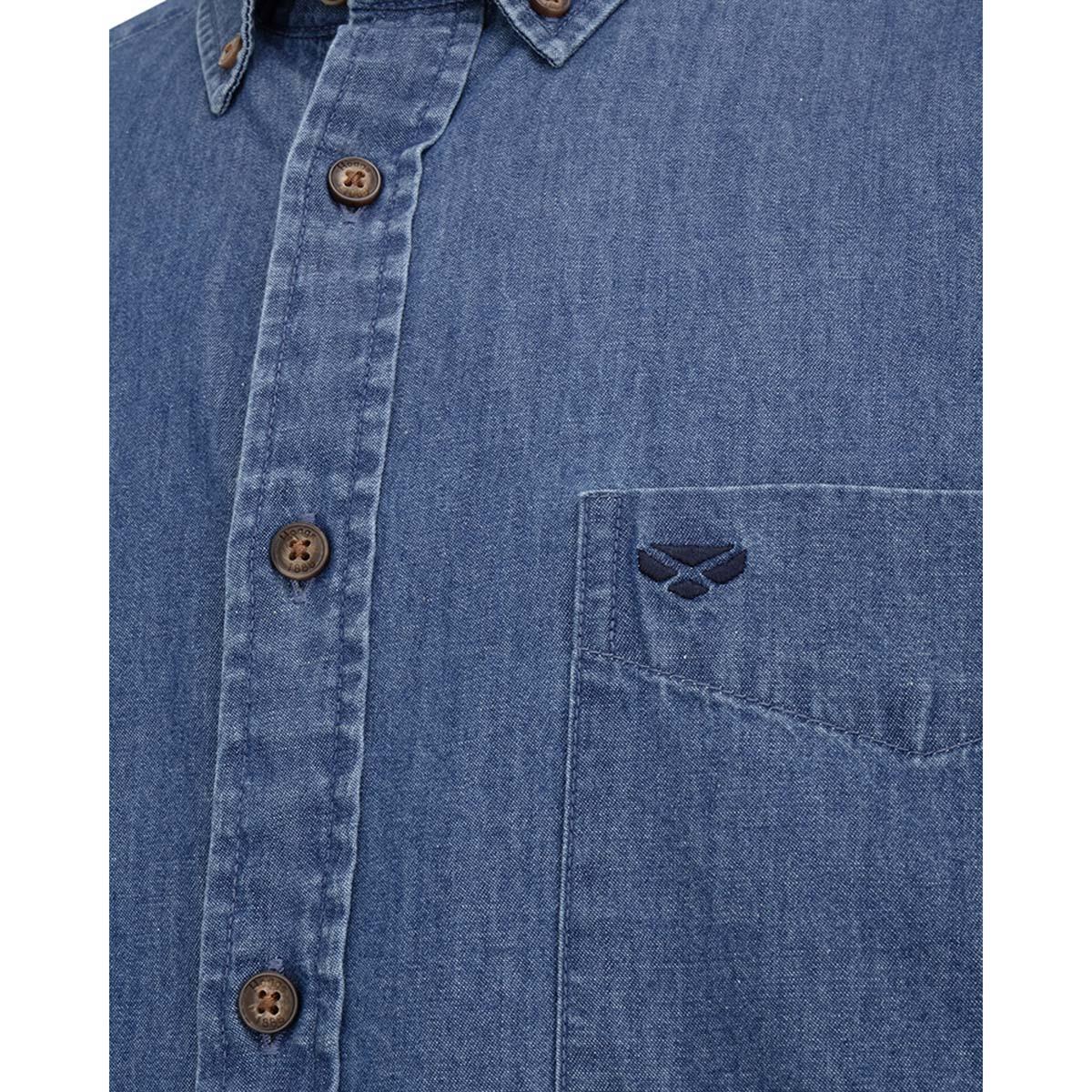 Mid Blue Wash Hoggs of Fife Mens Archerfield Denim Shirt POCKET