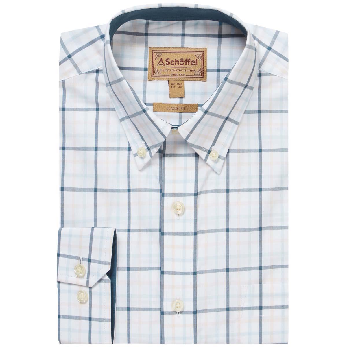 Deep Ocean Blue/Coral Peach Schoffel Mens Holkham Shirt
