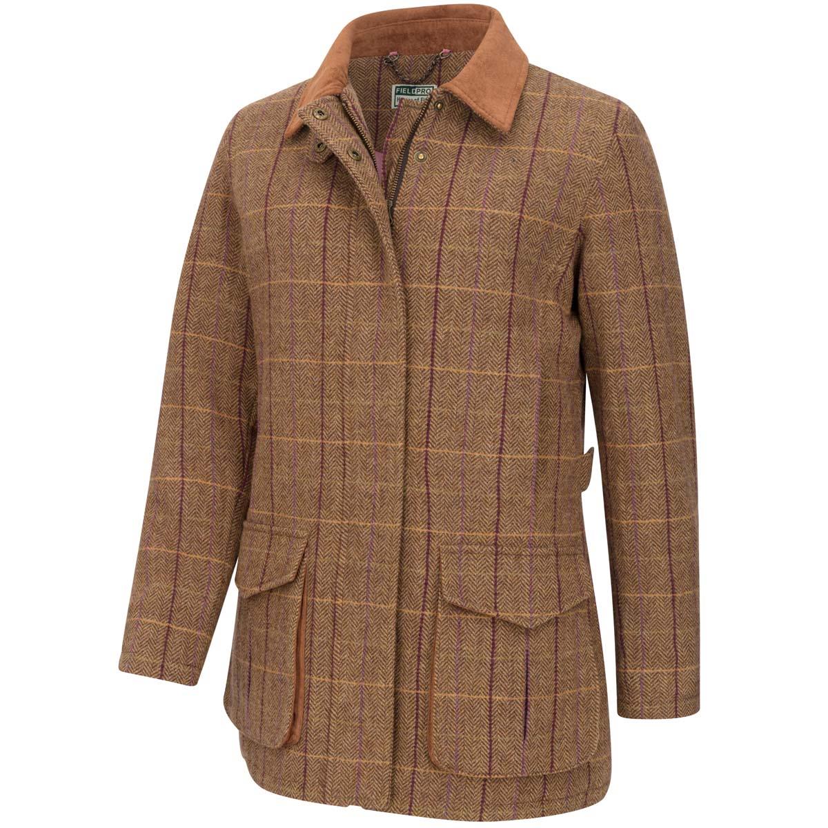 Bracken/Blackberry Hoggs Of Fife Womens Eden Technical Tweed Field Coat