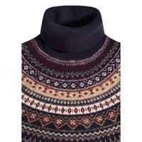 Ink Navy Holland Cooper Womens Rebecca Roll Neck Fair Isle Knit Jumper Neck Detail