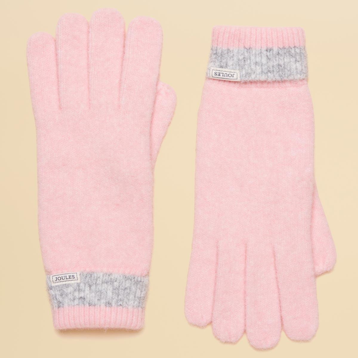 Pink/Grey Joules Womens Popley Stripe Gloves