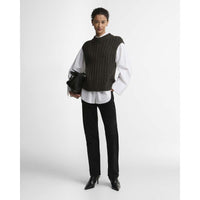 OLIVE Barbour Womens Anastasia Knitted Vest ON MODEL
