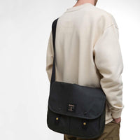 Sage Barbour Field Wax Riever Crossbody Bag On Model