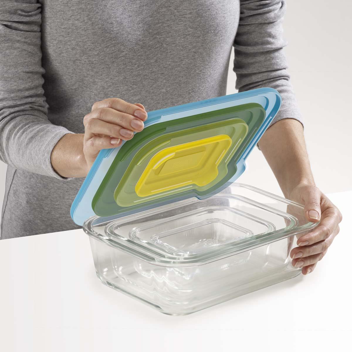 Multi Joseph Joseph Nest Glass Storage 4-piece set  LIDS