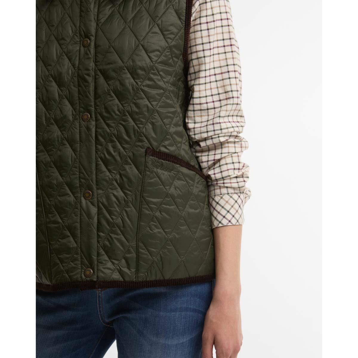 OLIVE Barbour Womens Darwen Quilted Gilet POCKET
