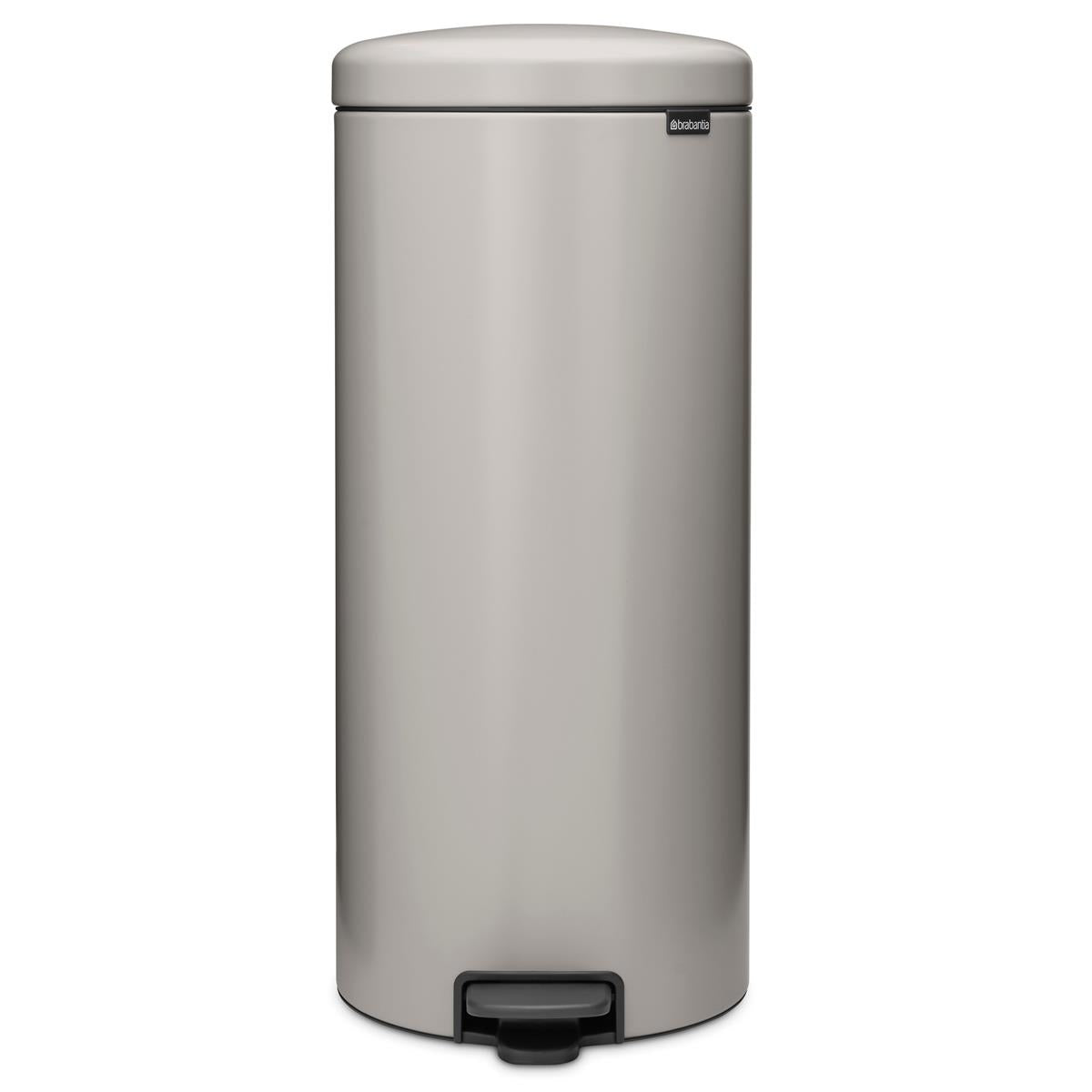 Soft Grey Brabantia newIcon Pedal Bin 30 Litre Plastic Bucket