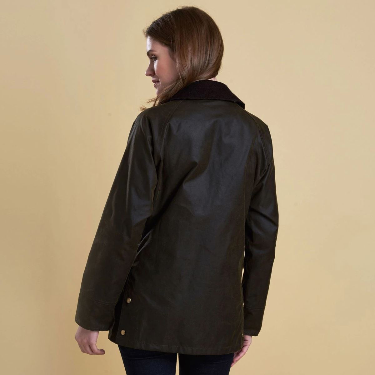 OLIVE Barbour Womens Acorn Wax Jacket BACK