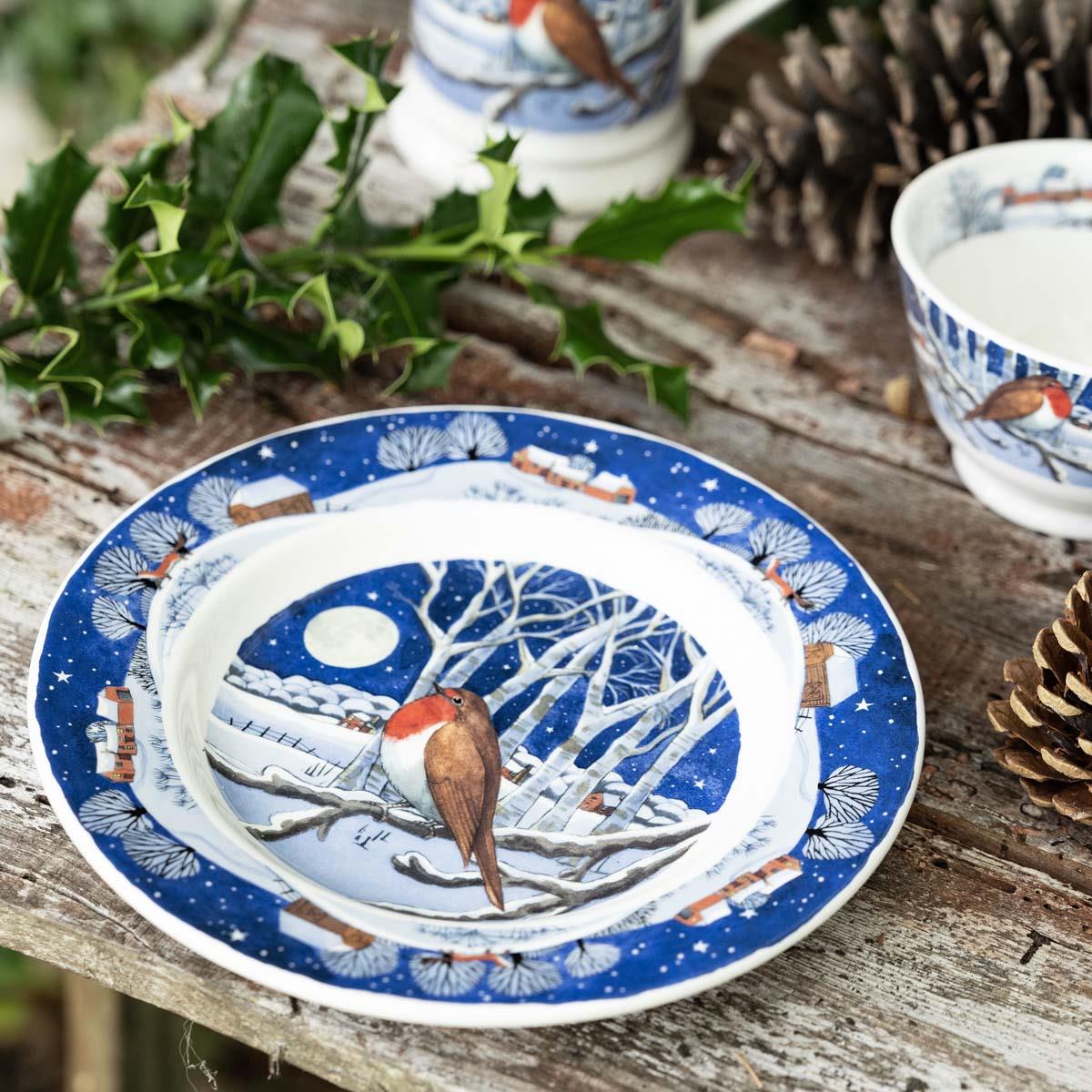 Emma Bridgewater Midnight Robin Medium Dinner Plate 8.5 Inch LS2