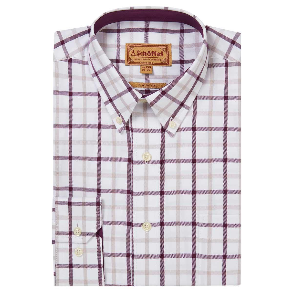 Beetroot Check Schoffel Mens Brancaster Shirt