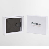 Black Barbour Mens Bamburgh Deboss Leather Wallet Boxed