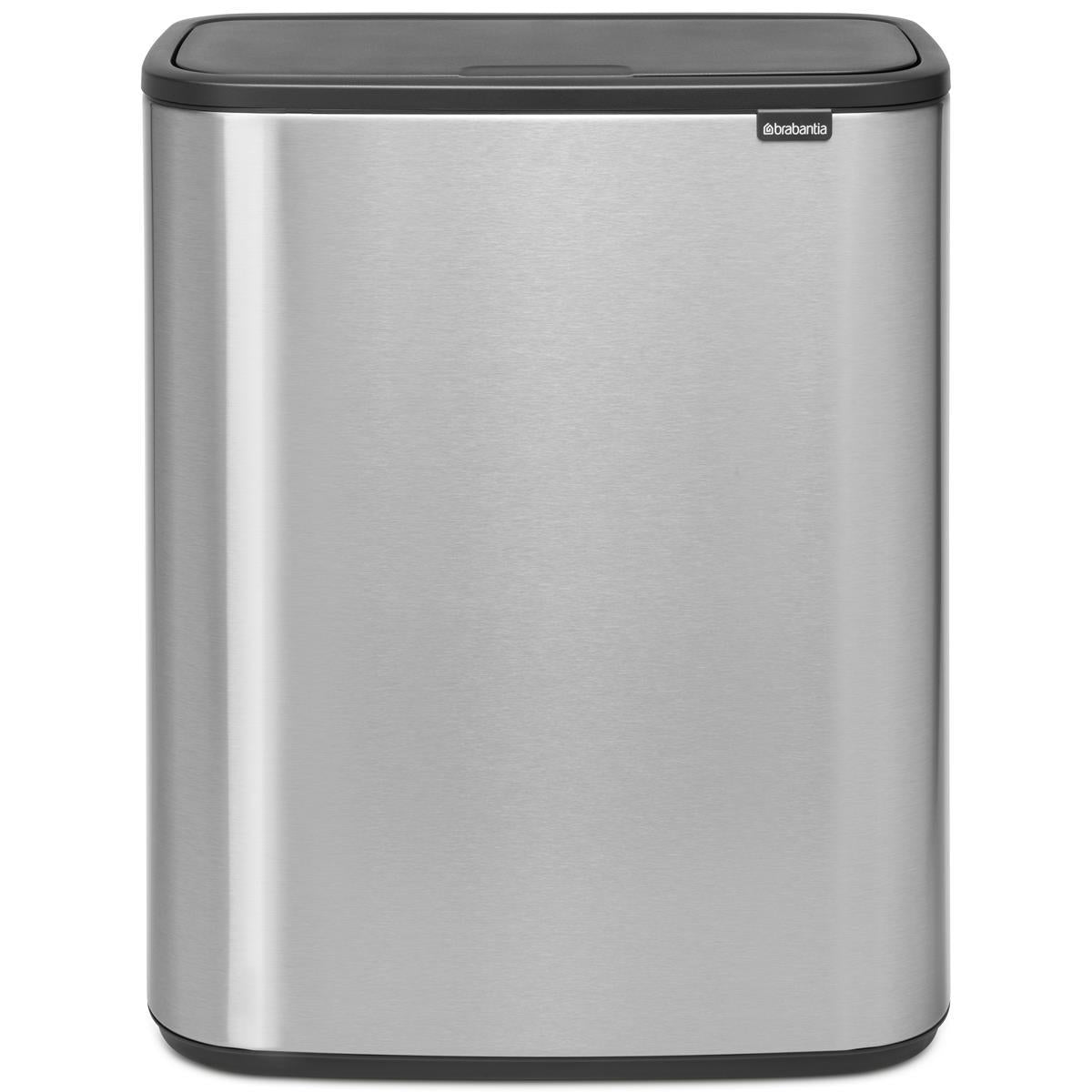 Matt Steel Fingerprint Proof Brabantia Bo Touch Bin 2x30 Litre
