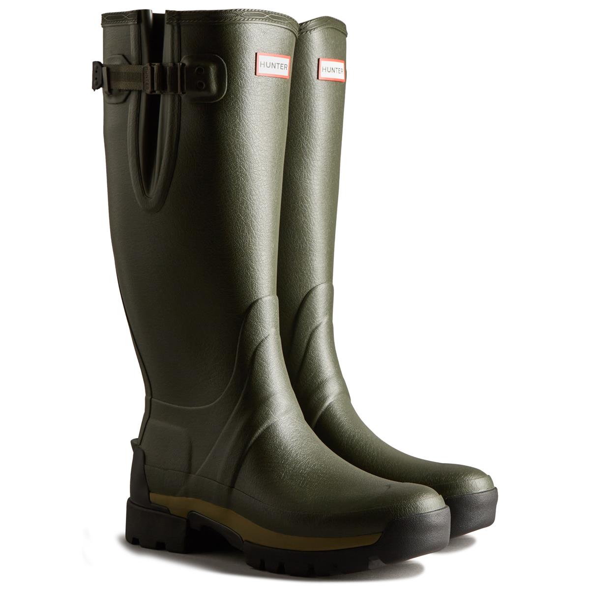 Dark Olive Hunter Mens Balmoral Adjustable Tech Sole Wellington Boots