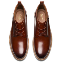 Mid Tan Leather Clarks Mens Aldwin Chukka Boot Top