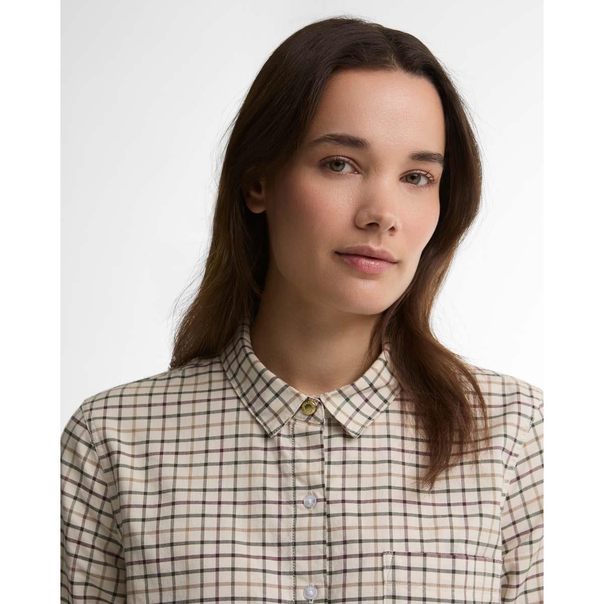 Birch Tattersall Barbour Womens Woodside Check Shirt COLLAR